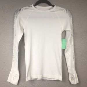 Forever 21 White Long Sleeve Athletic Top Sz Small